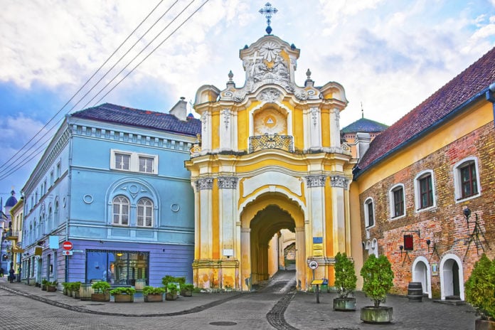 Basilian monastery gate in the Old Town in Vilnius in Lithuania