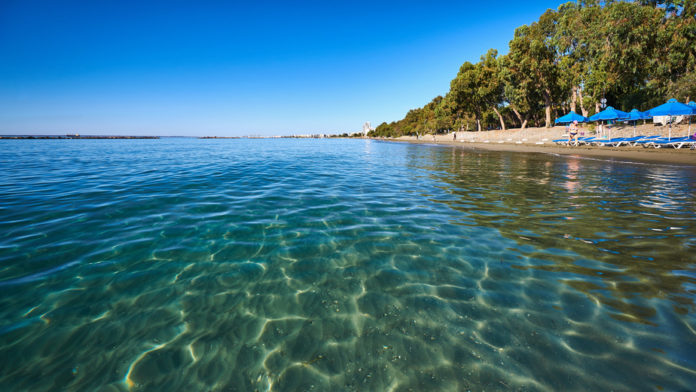 Clear sea water at Dasoudi beach in Limassol, Cyprus