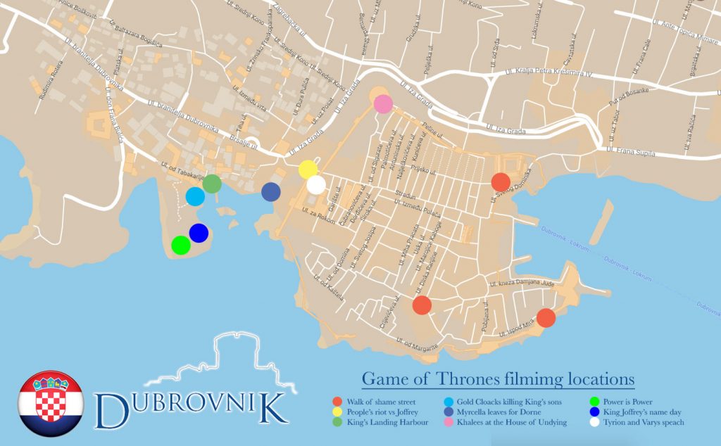 Dubrovnik The Game Of Thrones Map Travel Guide