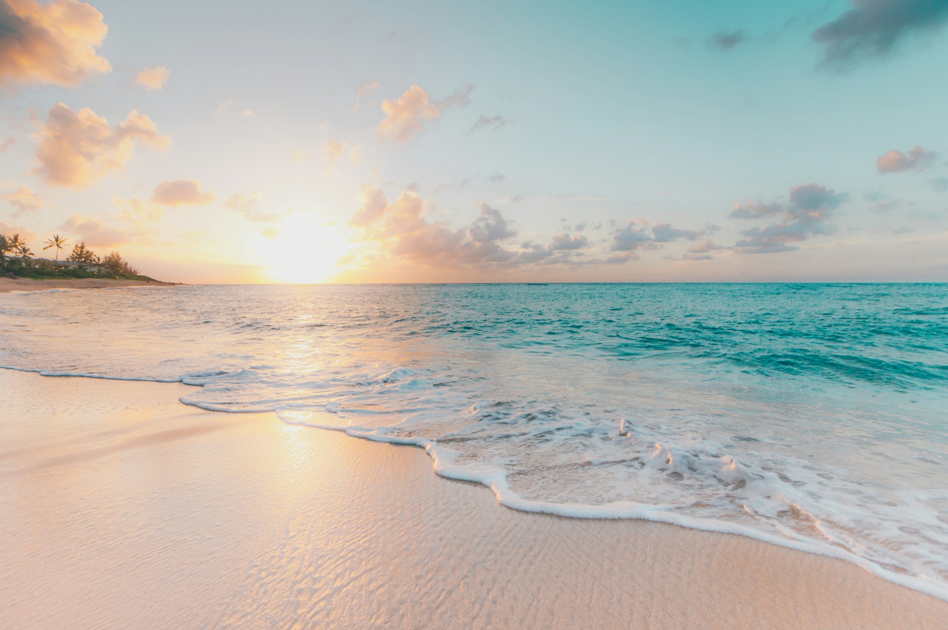 A clear beach at low tide