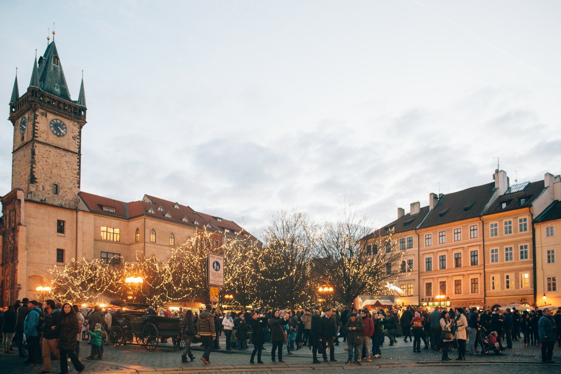 A festive square in Prague