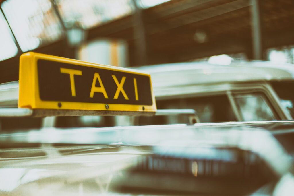 A taxi sign