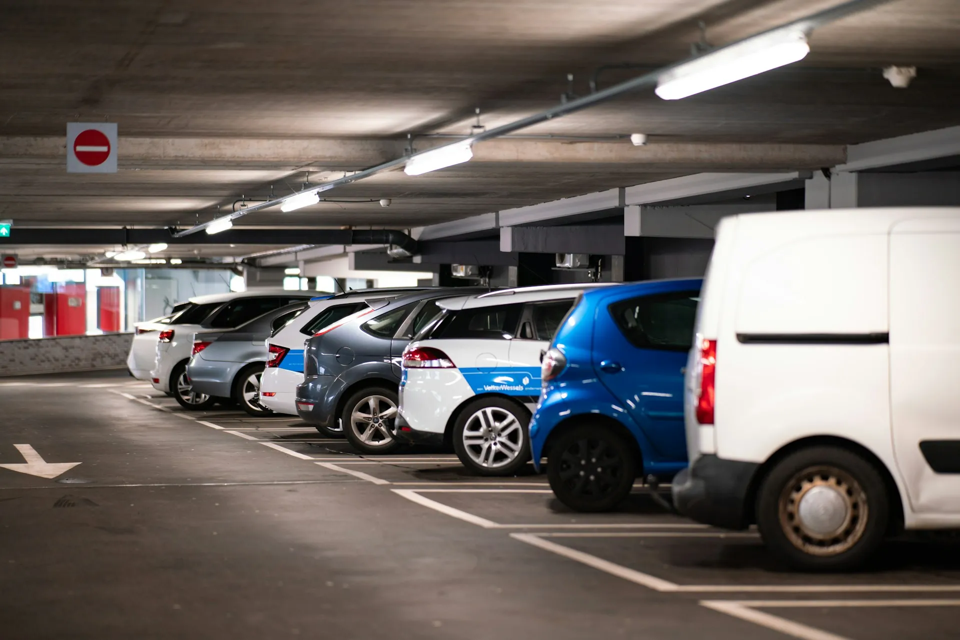 Company cars in a car park