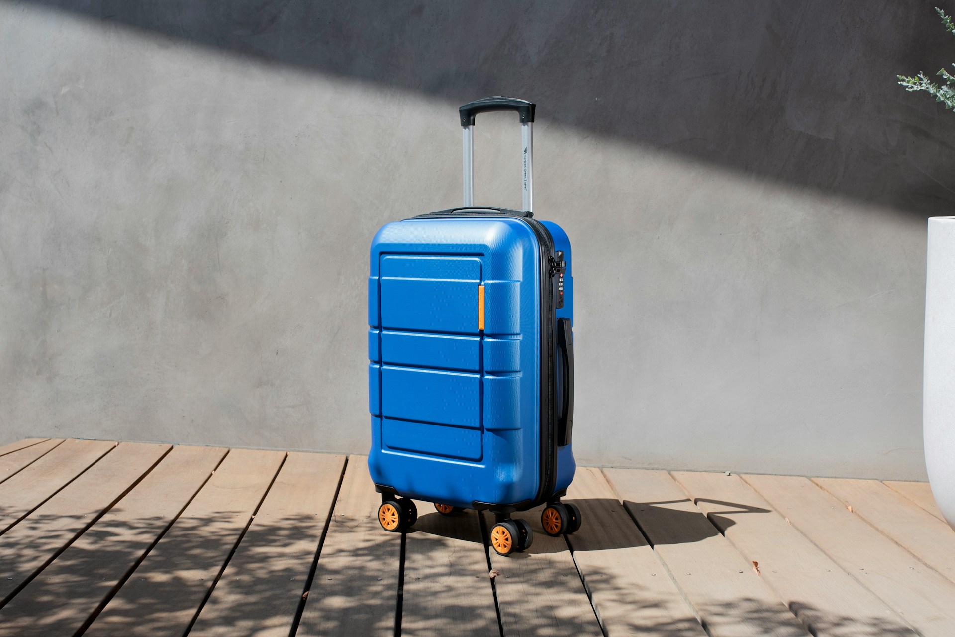 A compact blue suitcase