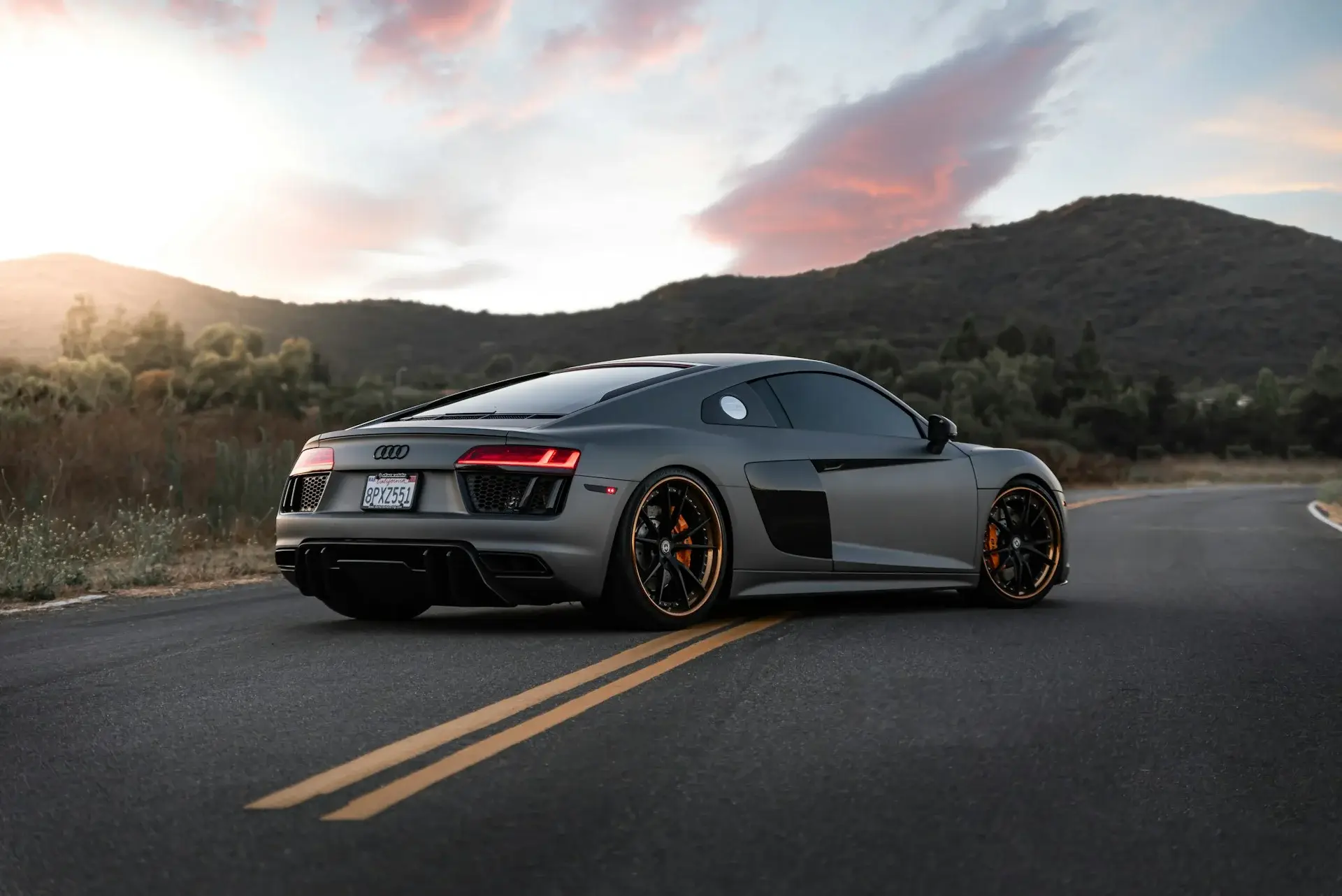 A car driving down an open road