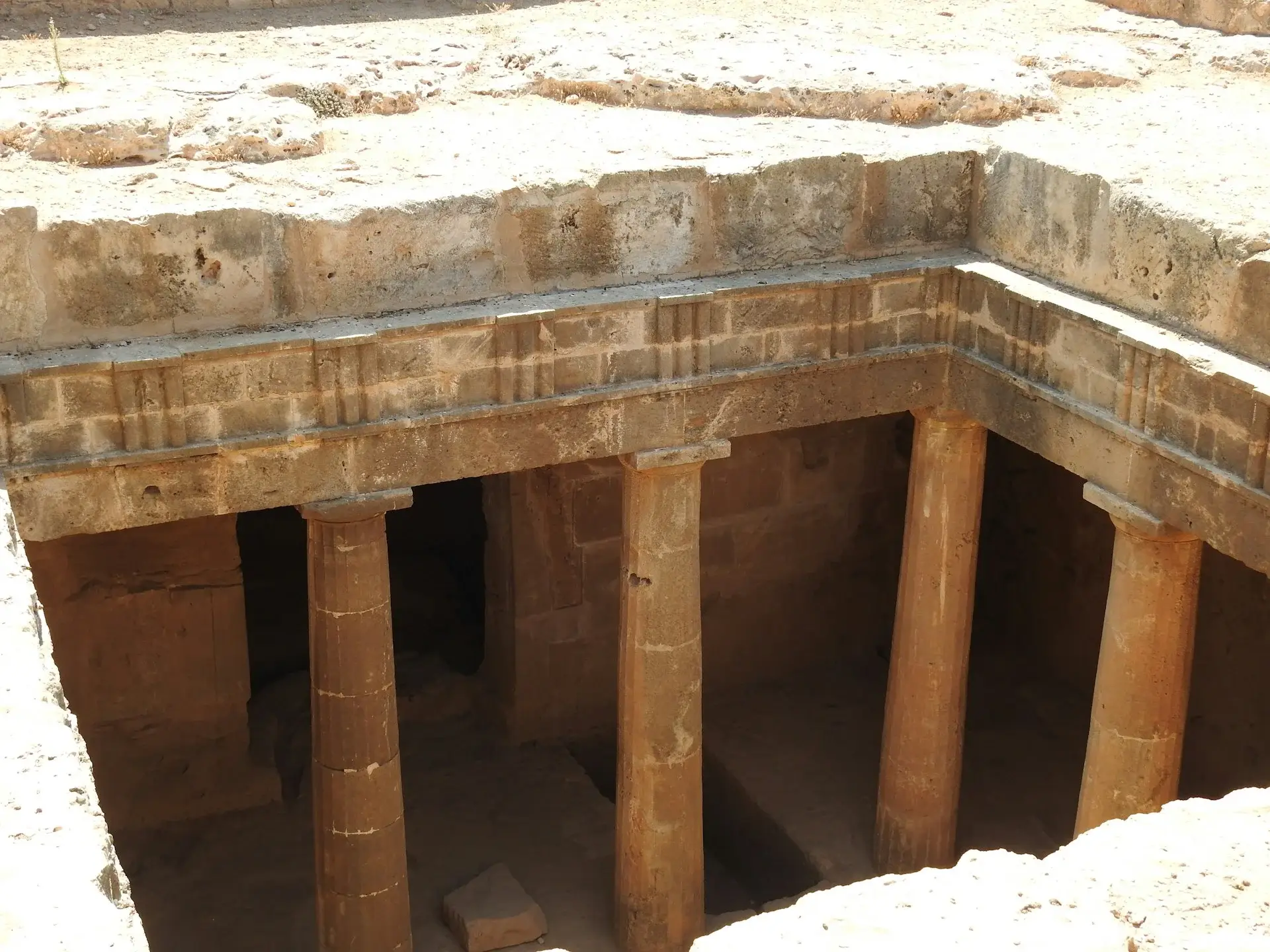 Columns of ancient building underground