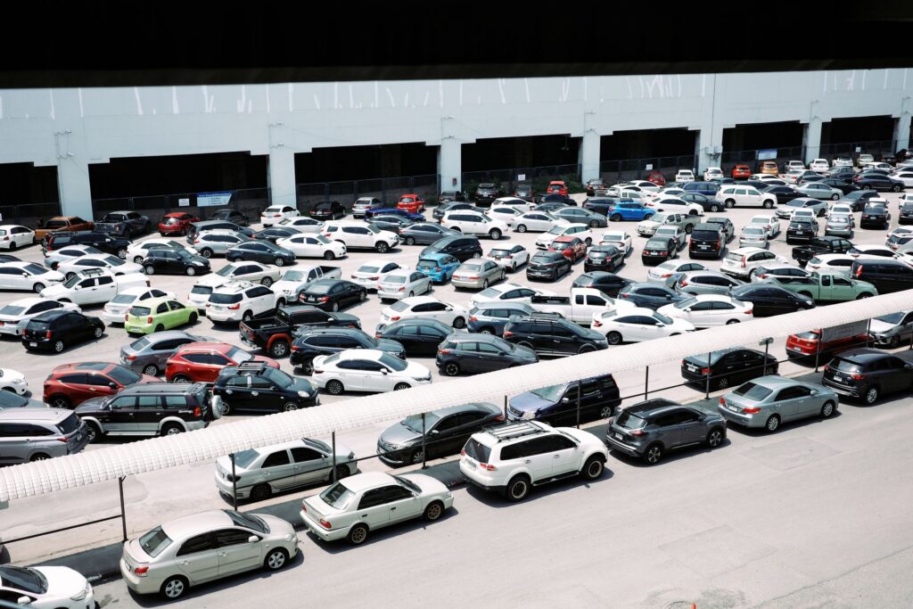 A large airport car park